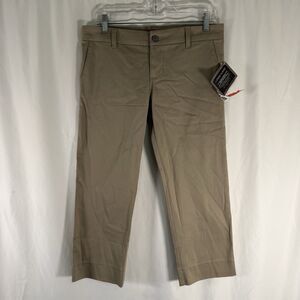 New Dickies Girls Khaki Pants Juniors 5 Flat Front Pockets Straight Leg Cropped